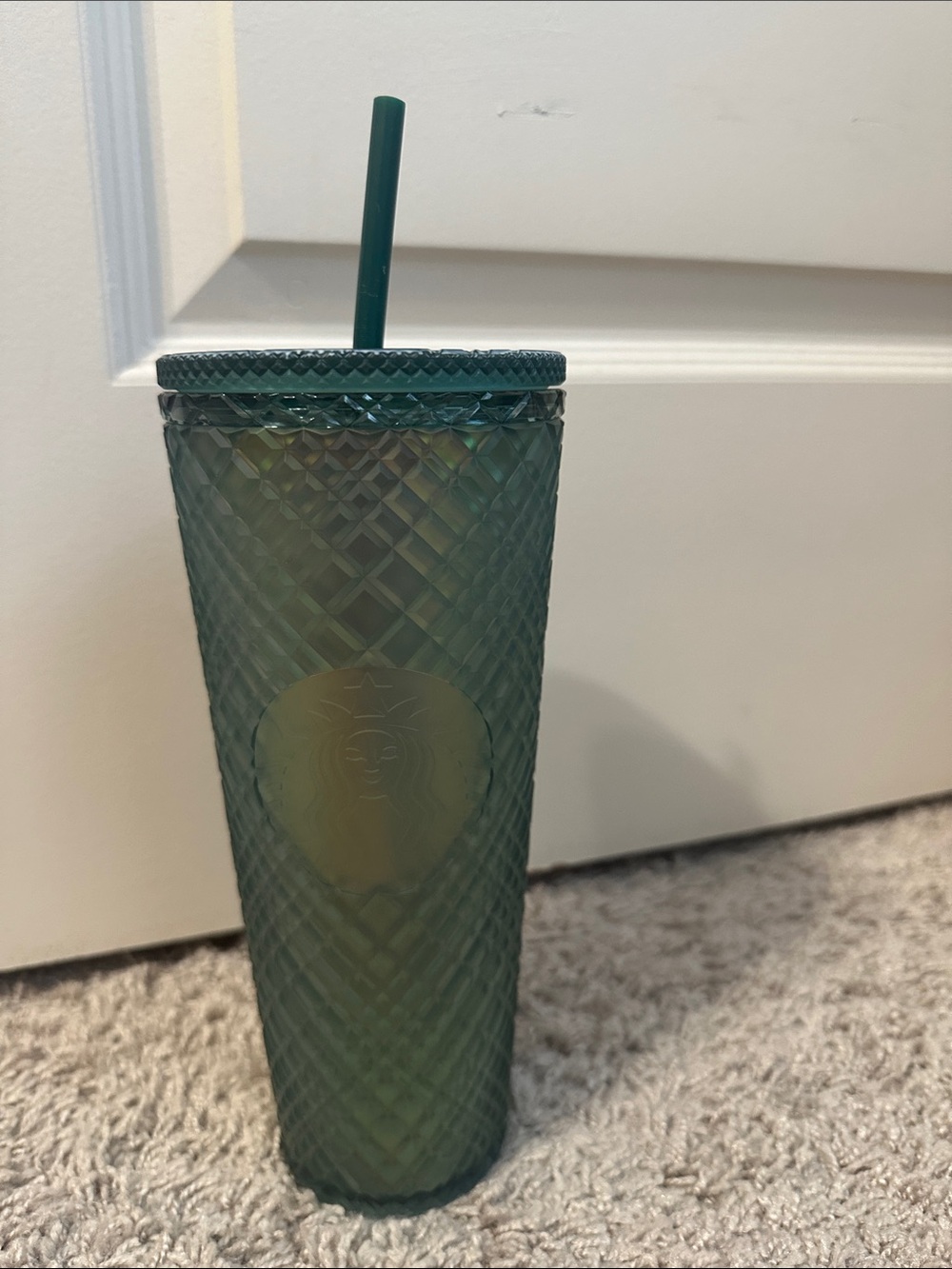 Starbucks Soft Touch Green Jeweled 24 oz Tumbler with Green Straw